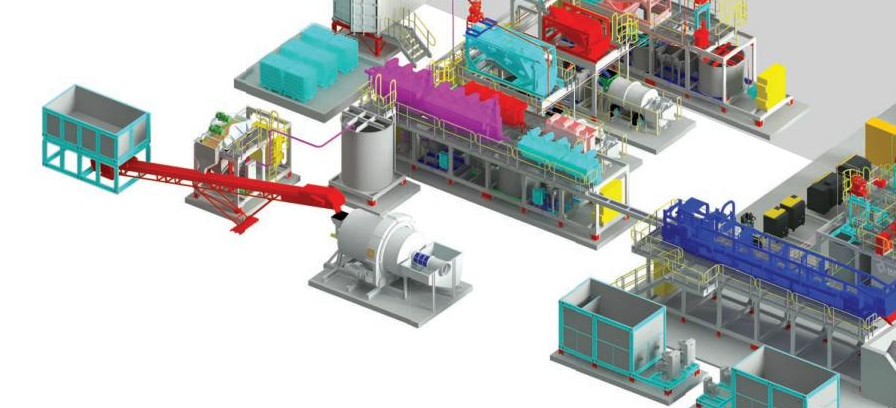 3D model of a modular process plant designed by Tri Axle Projects