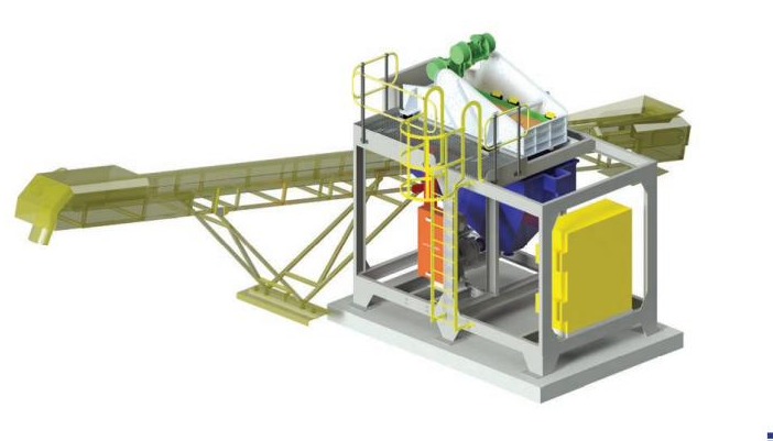 3D model of a structural steel transfer and screening station